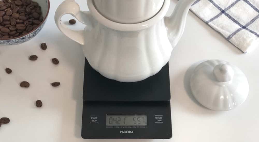 Karlsbader Kanne - Kaffee mit Waage aufbrühen