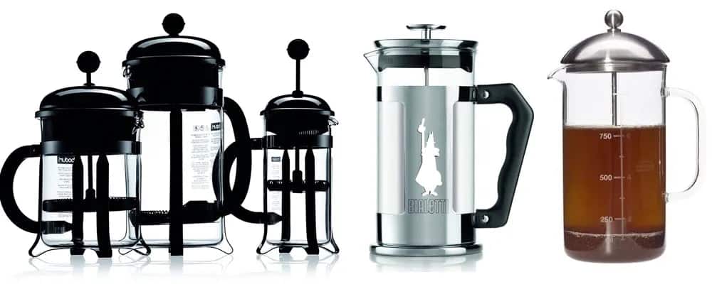 French Press Modelle von Bodum, Bialetti und Trendglas Jena