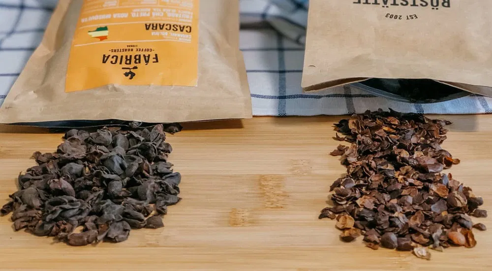 Getrocknete Kaffeekirschen: Natural und Washed Cascara