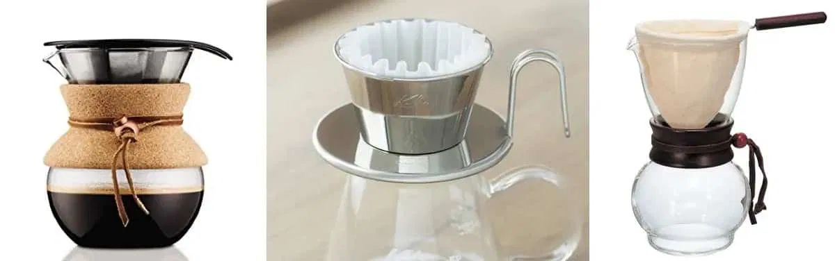 Alternativen: (1) Bodum Pour Over Kaffeebereiter, (2) Kalita Wave, (3) Nel Drip / Drip Pot
