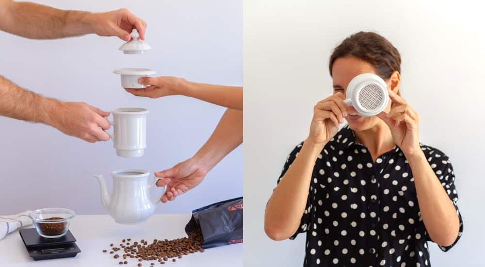 Karlsbader Kanne - Aufbau und Dauerfilter aus Porzellan